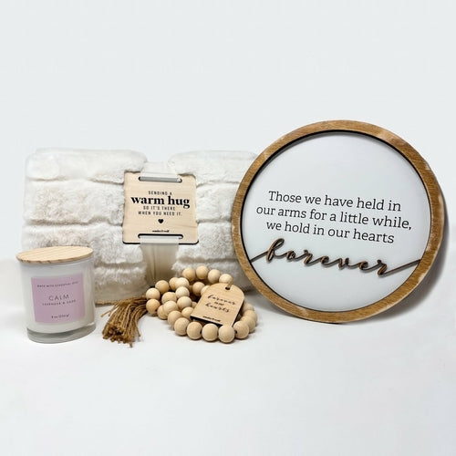 Faux Fur Blanket with Warm Hug Wooden Tag
