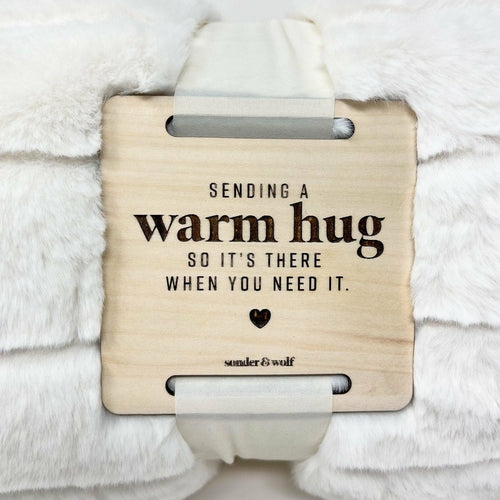 Faux Fur Blanket with Warm Hug Wooden Tag